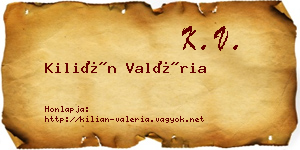 Kilián Valéria névjegykártya